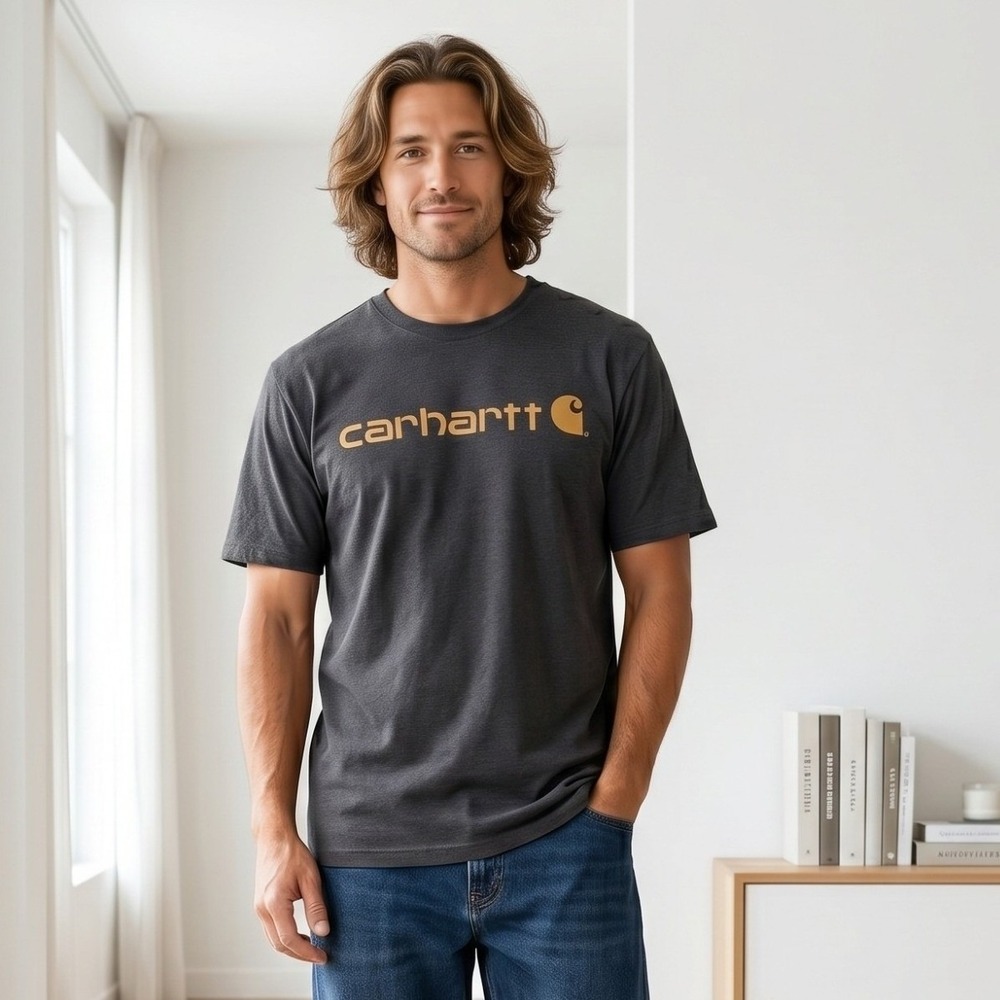 Carhartt Graphic Logo T Shirt Mens Large Charcoal Gray Original Fit K195 CRH